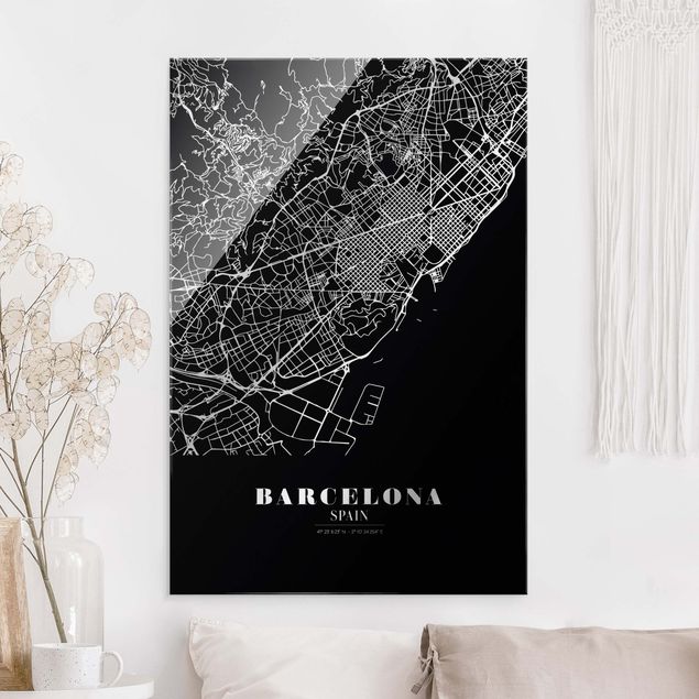 Wanddeko Küche Stadtplan Barcelona - Klassik Schwarz