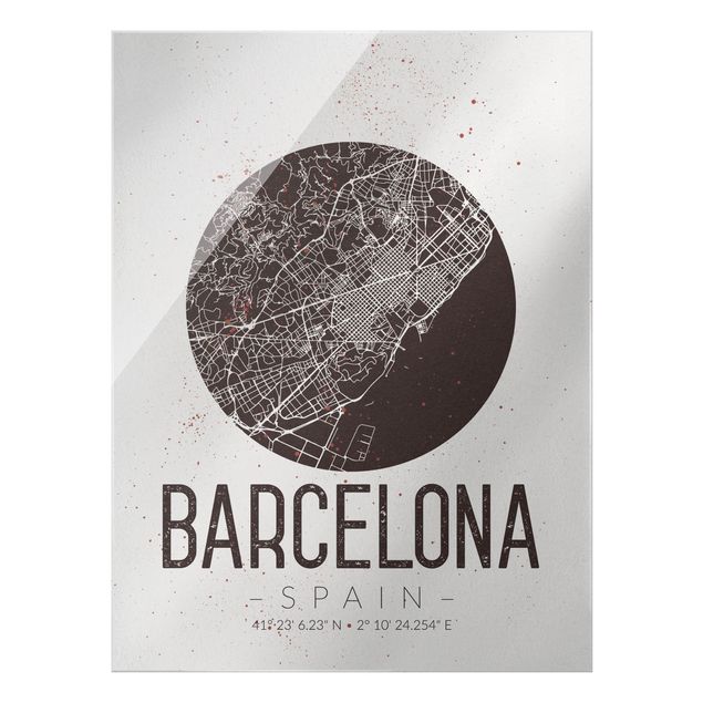 Wandbilder Braun Stadtplan Barcelona - Retro