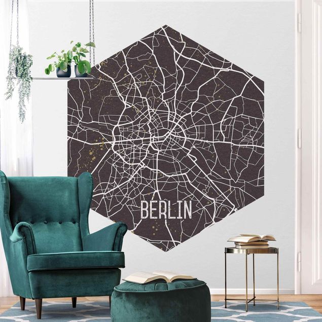 Fototapete modern Stadtplan Berlin - Retro