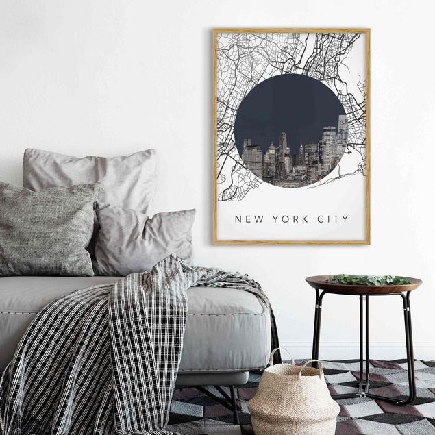 schwarz-weiß Bilder gerahmt Stadtplan Collage New York City