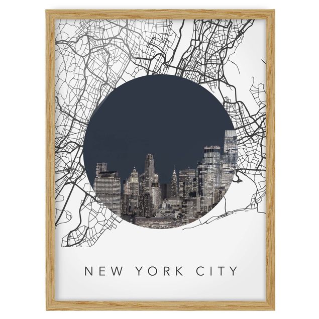 Bilderrahmen mit Sprüchen Stadtplan Collage New York City
