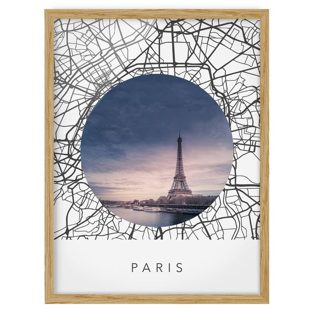 Bilderrahmen mit Sprüchen Stadtplan Collage Paris