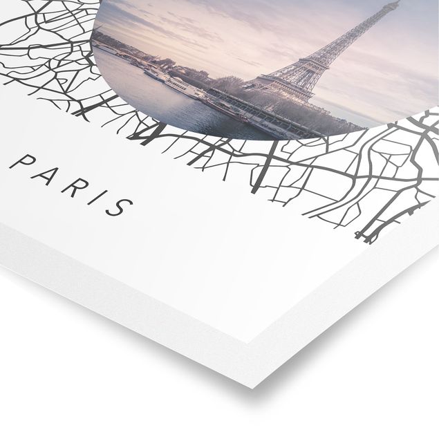 Städteposter Stadtplan Collage Paris