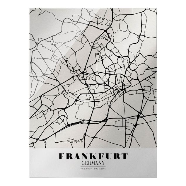 Wandbilder Schwarz-Weiß Stadtplan Frankfurt - Klassik