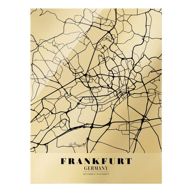 Wandbilder Schwarz-Weiß Stadtplan Frankfurt - Klassik