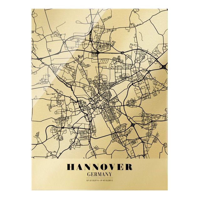 Wandbilder Schwarz-Weiß Stadtplan Hannover - Klassik