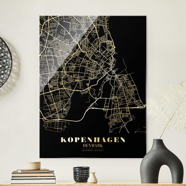 Küche Dekoration Stadtplan Kopenhagen - Klassik Schwarz