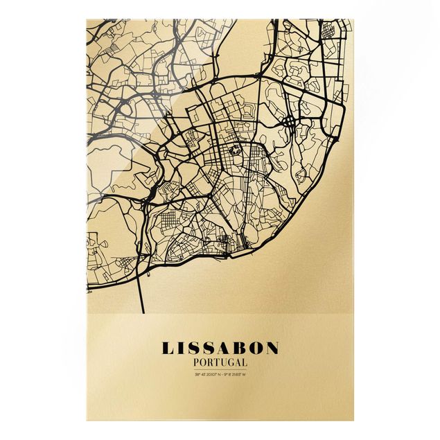 Wandbilder Stadtplan Lissabon - Klassik