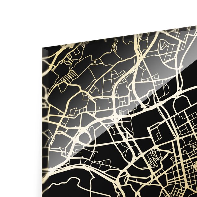 Wandbilder Stadtplan Lissabon - Klassik Schwarz
