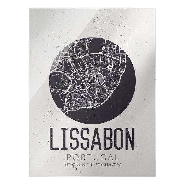 Wandbilder Grau Stadtplan Lissabon - Retro