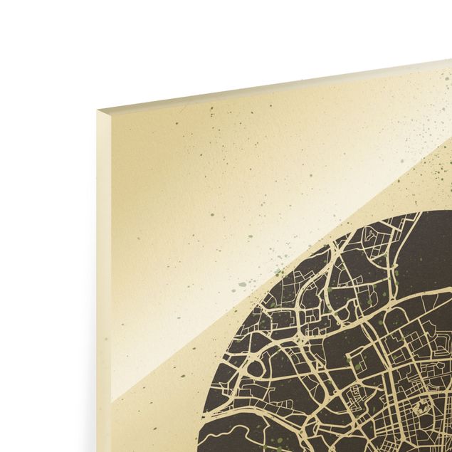Wandbilder Schwarz-Weiß Stadtplan Lissabon - Retro