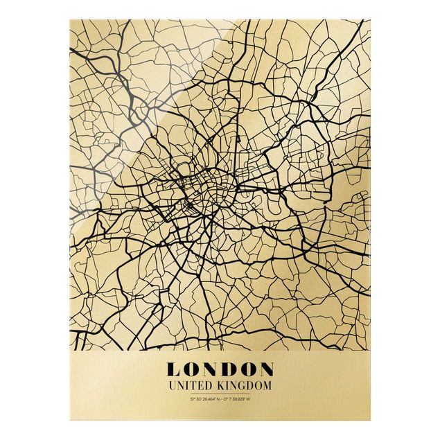 Glasbilder Sprüche Stadtplan London - Klassik