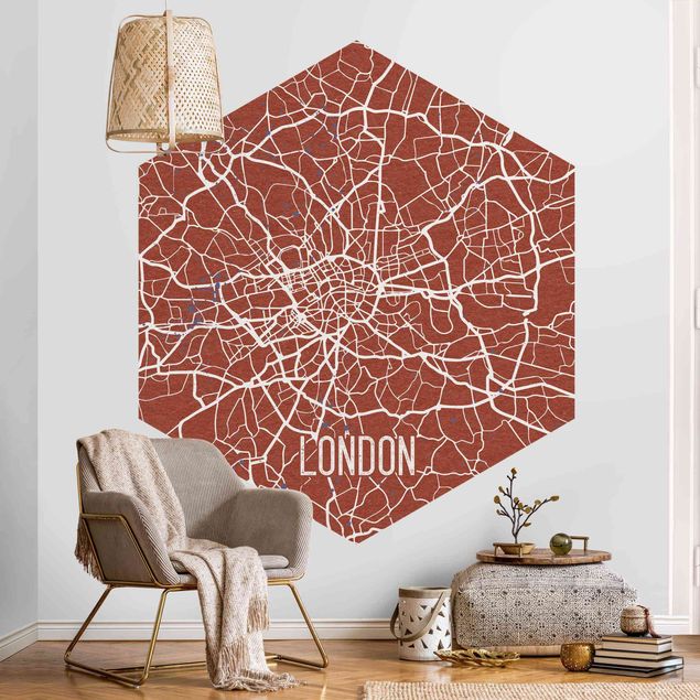 Vintage Tapete Stadtplan London - Retro
