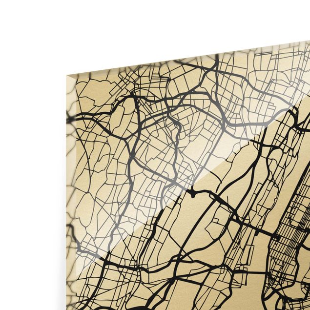 Wandbilder Schwarz-Weiß Stadtplan New York - Klassik