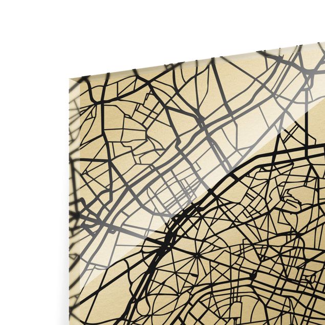 Glasbilder Weltkarten Stadtplan Paris - Klassik