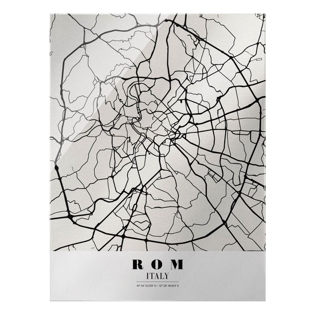 Wandbilder Schwarz-Weiß Stadtplan Rom - Klassik