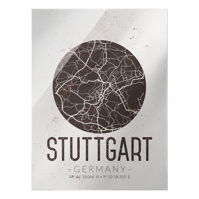 Wandbilder Braun Stadtplan Stuttgart - Retro