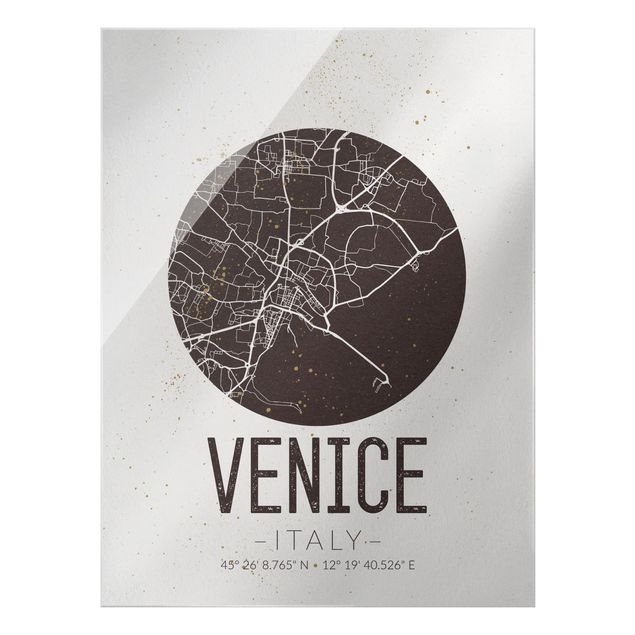 Wandbilder Braun Stadtplan Venice - Retro