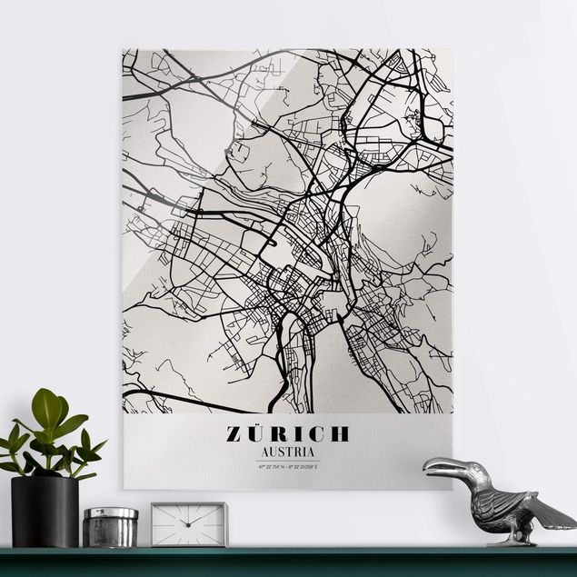 Küchen Deko Stadtplan Zürich - Klassik