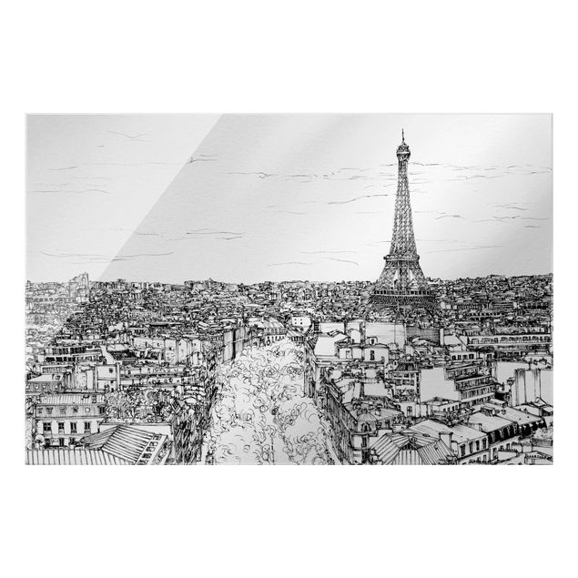 Glasbilder Städte Stadtstudie - Paris