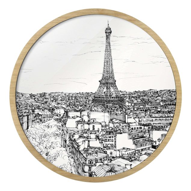 Runde gerahmte Bilder Stadtstudie - Paris