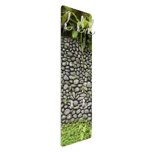 Garderobe mit Motiv Steinwand mit Pflanzen