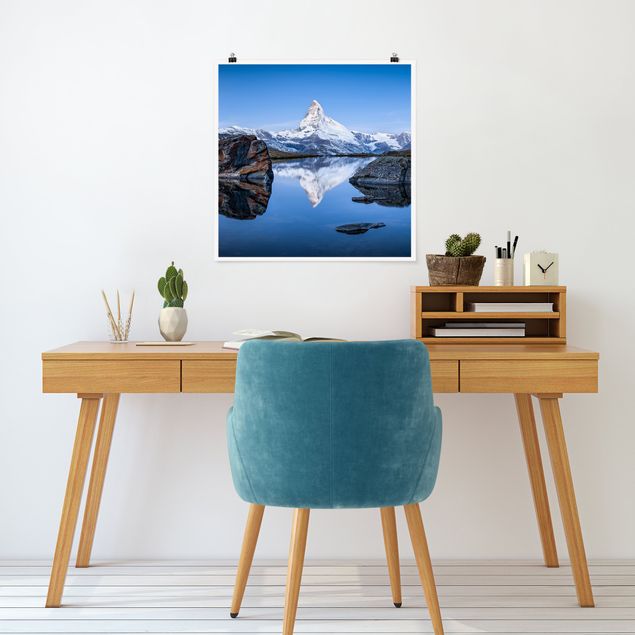 Wandbilder Berge Stellisee vor dem Matterhorn