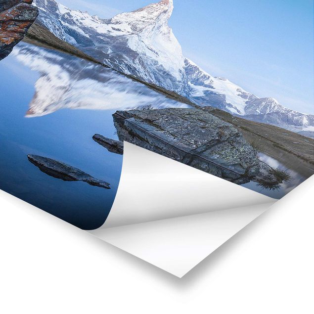 Poster Natur Stellisee vor dem Matterhorn