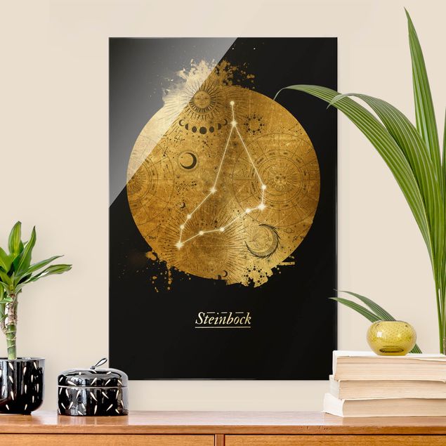 Wandbilder Spirituell Sternzeichen Steinbock Grau Gold