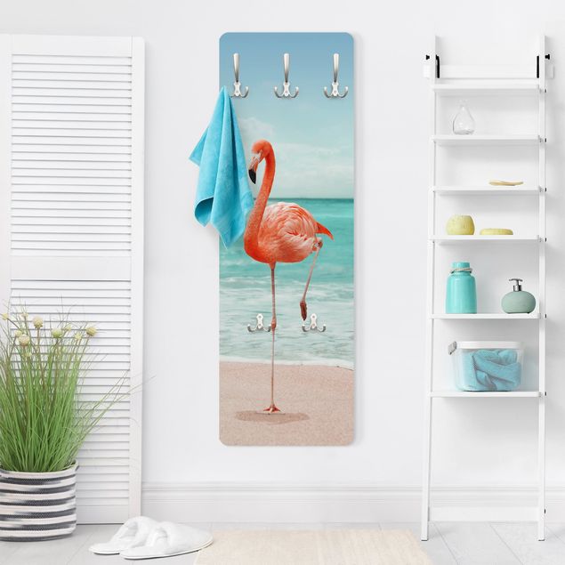 Garderobe Natur Strand mit Flamingo