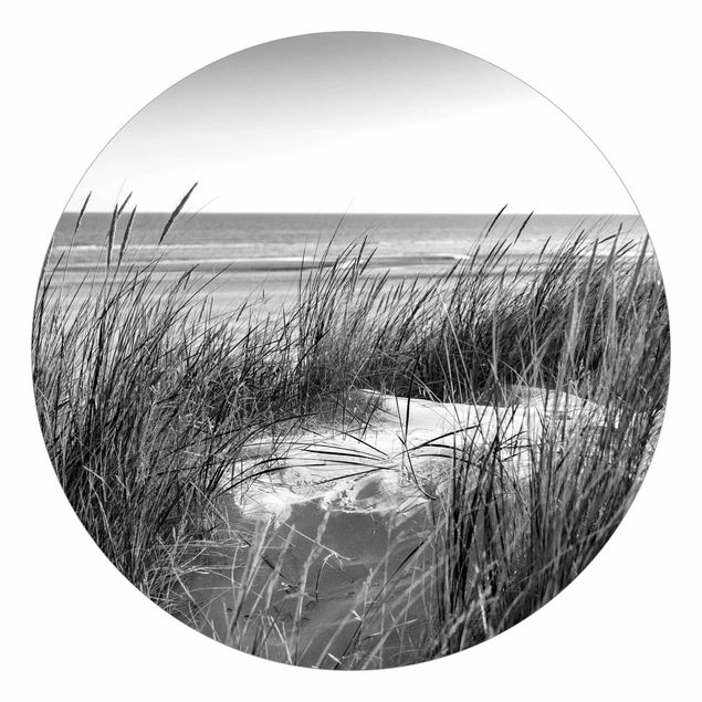 moderne Fototapete Stranddüne am Meer schwarz-weiß