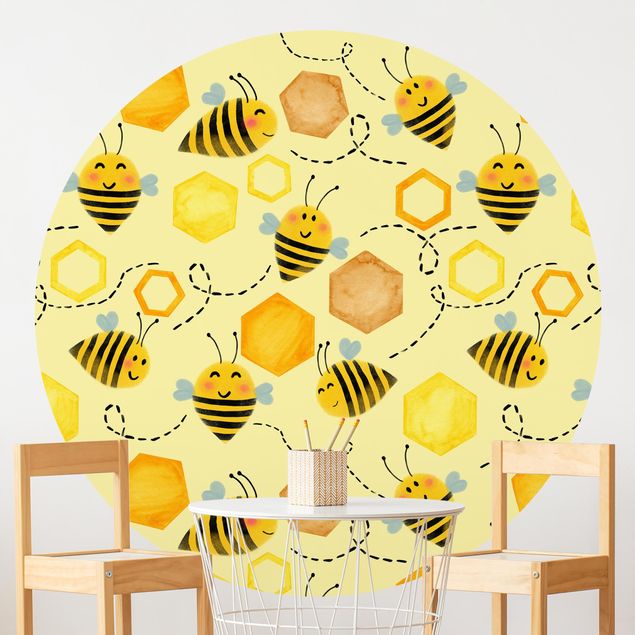 Kinderzimmer Deko Süßer Honig mit Bienen Illustration