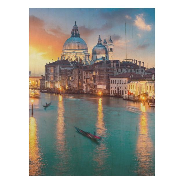 Holzbilder Landschaften Sunset in Venice