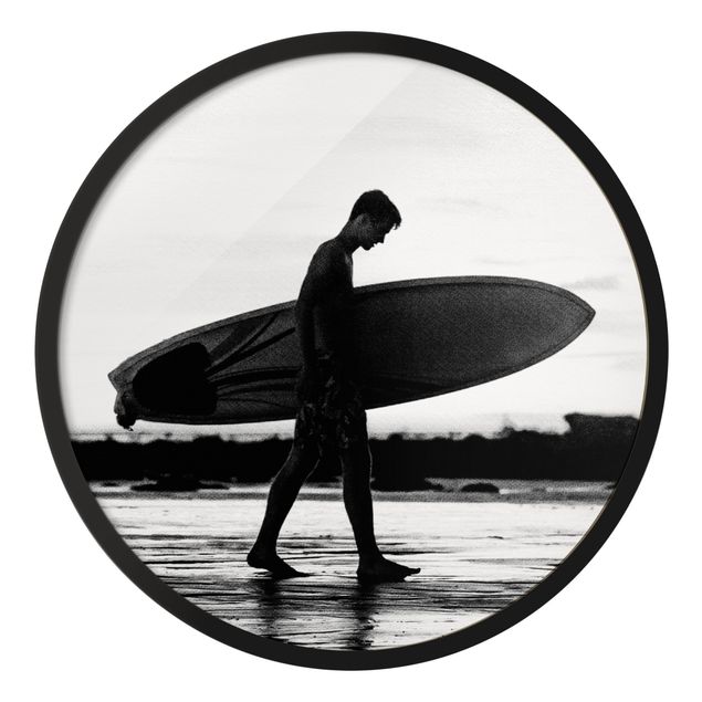 Wandbilder Meer Surferboy im Schattenprofil