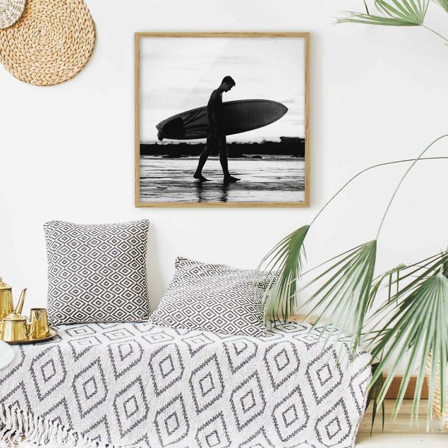 Wandbilder Landschaften Surferboy im Schattenprofil