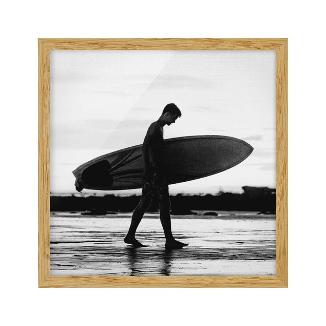 Wandbilder Meer Surferboy im Schattenprofil