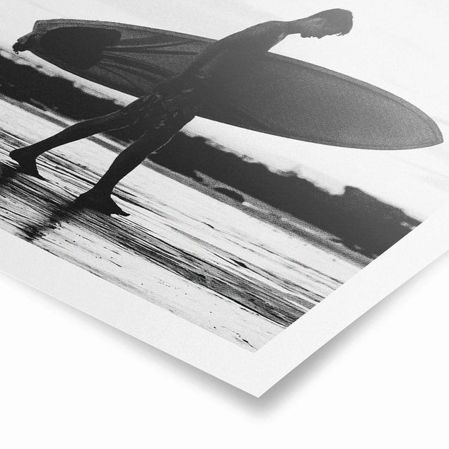 Strand Poster Surferboy im Schattenprofil