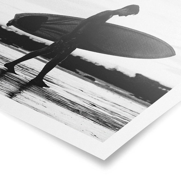 Poster Meer Surferboy im Schattenprofil