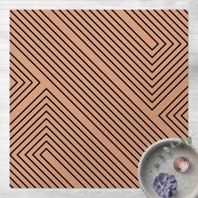 Moderne Teppiche Symmetrische Geometrie aus Schwarzen Linien
