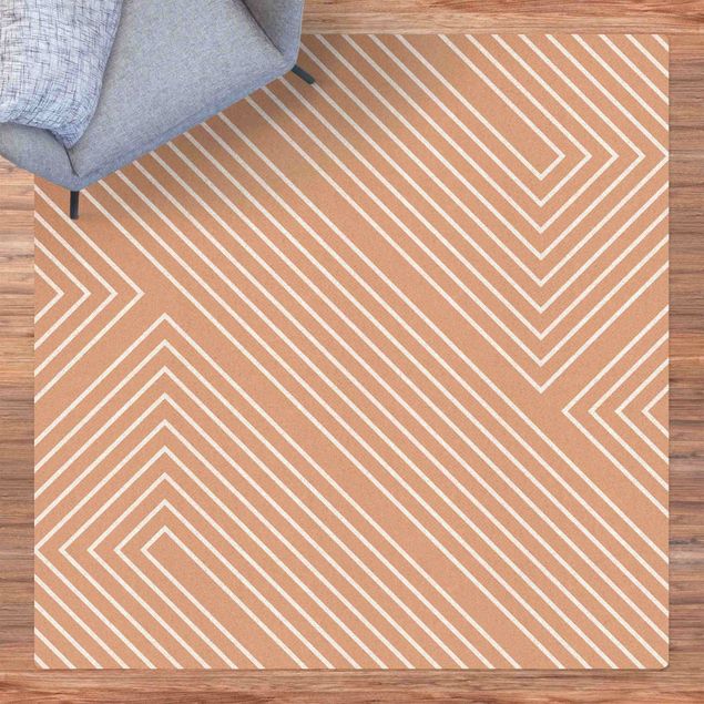 Teppich modern Symmetrische Geometrie aus Weißen Linien