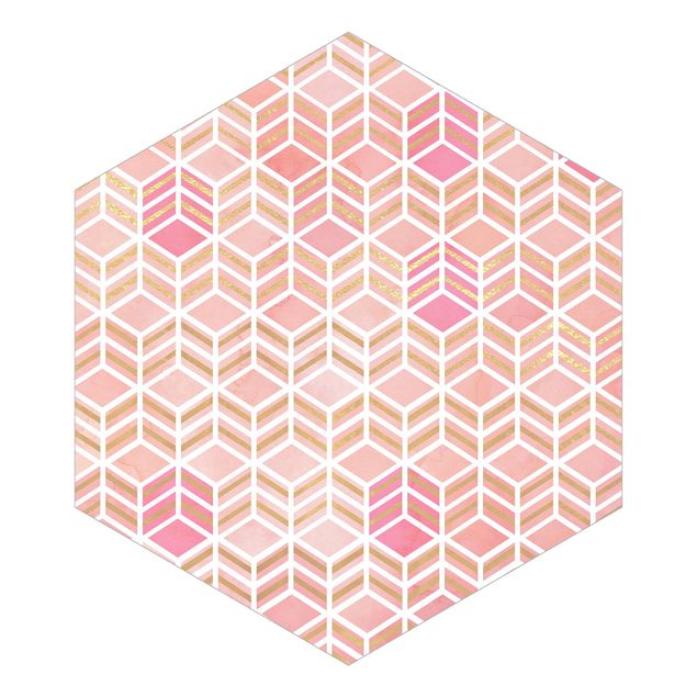 Hexagon Tapete Take the Cake Gold und Rose