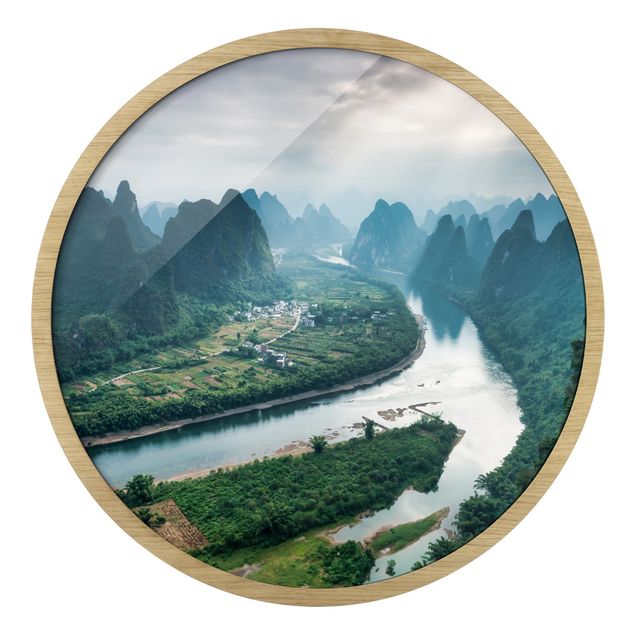 Landschaftsbilder mit Rahmen Talblick über den Li-Fluss