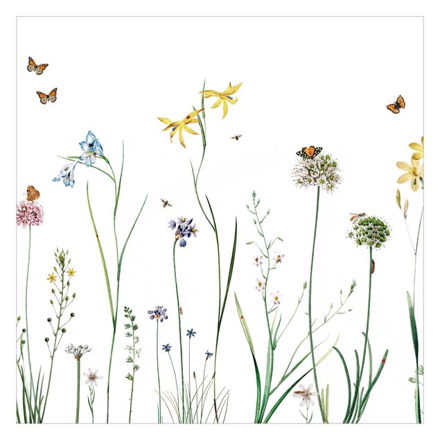 Tier Tapeten Tanzende Schmetterlinge auf Wildblumen