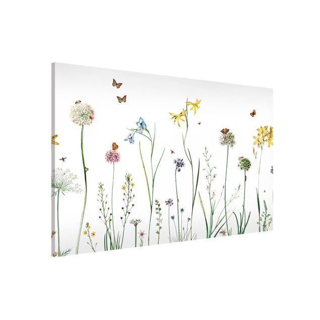 Wanddeko Küche Tanzende Schmetterlinge auf Wildblumen