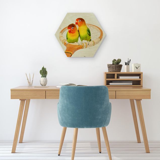 Wandbilder Kunstdrucke Tennis mit Vögeln