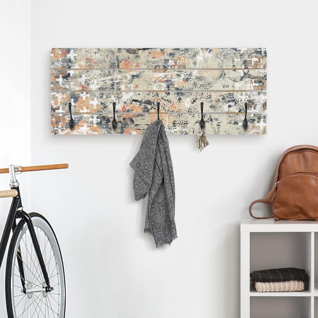 Garderobe Holzoptik Terracotta Collage