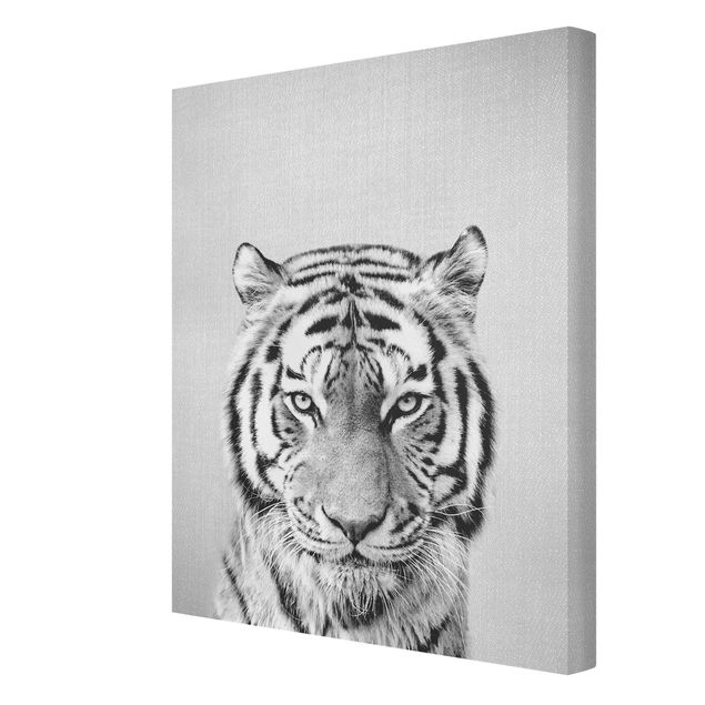 Tierbilder Leinwand Tiger Tiago Schwarz Weiß