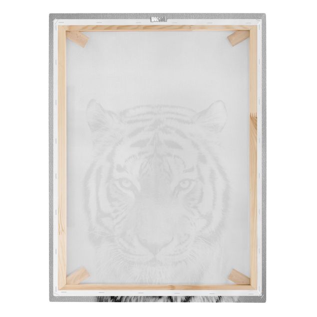 Wandbilder Modern Tiger Tiago Schwarz Weiß