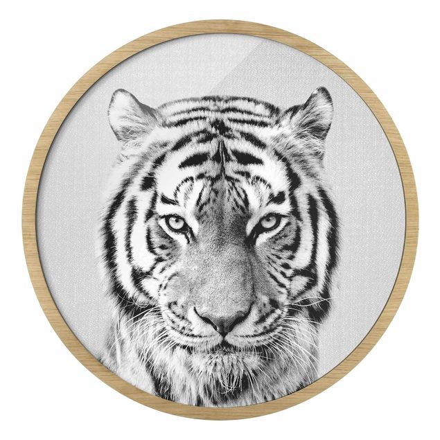 Tierbilder mit Rahmen Tiger Tiago Schwarz Weiß