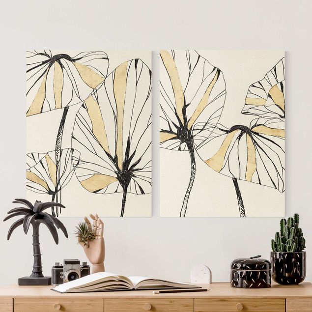 Wandbilder Tropische Blätter mit Gold